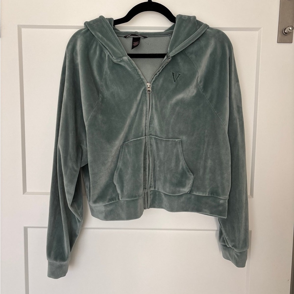 Victoria's Secret Velvet Hoodie in Soft Green